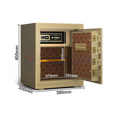 H450mm Altın Ofis Kilit Kutusu Parmak izi Kilit + Parola + Anahtar