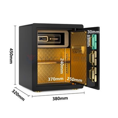 Parmak izi kilitli akıllı ev kasası çift alarm 26kg ((Siyah)