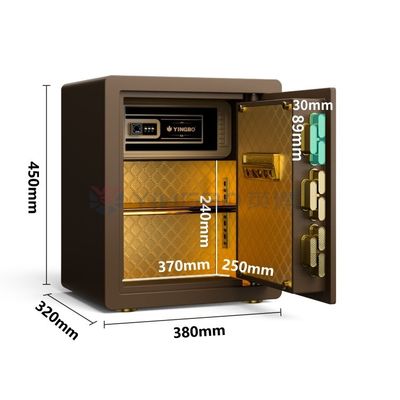 H450MM Parmak izi kilitli ev güvenliği için kasa (kahve)