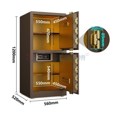 95kg Akıllı Ev Güvenli Parmak izi kilitli Çift Kapı YB/RS-120D Kahve