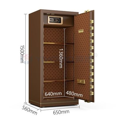Biyometrik parmak izi kilitli ofis kasası H1500mm YB/N7-150 Kahve parmak izi kilitli kasa