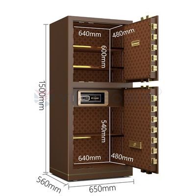 120kg Patentli Çiviler Çift Alarm Biyometrik Kasası Parmak izi kilidi YB/N7-150D Kahve