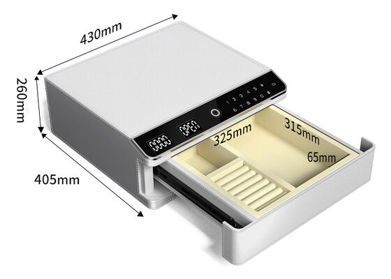 Otomatik açılışlı ve metal kaydırıcı raylı deri kaplı küçük mücevher kasası