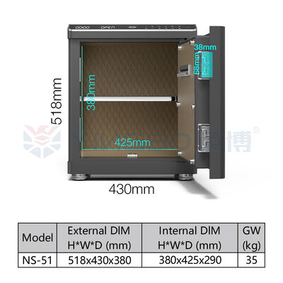Sağlam Çelik Akıllı Kasa Çekmece Hareket Sensörlü Parmak İzi Kilitli Çift Alarmlı