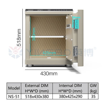 Biometrik Akıllı Güvenli Kutusu Katı Çelik Çift Alarm USB Port LED Işıklandırma