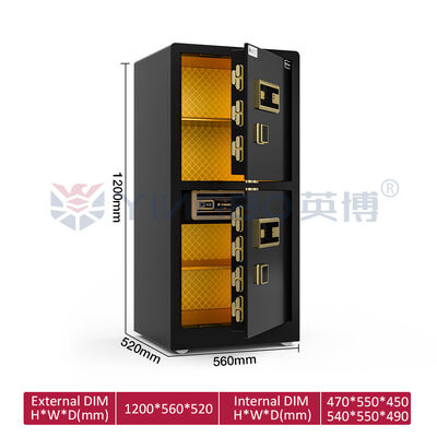 Patentli Çift Sıralı Cıvatalar Çift Kapılı Çift Alarmlı Ev Kasası YB/RS-120D Siyah